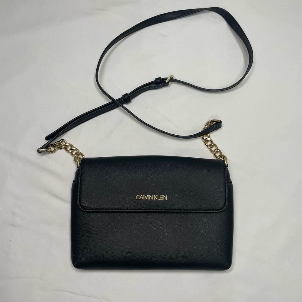 Calvin Klein Black Crossbody with Gold Chain
